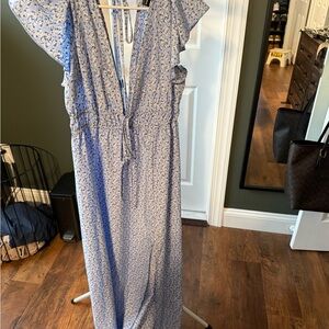 SHEIN Light Blue Floral Backless Dress